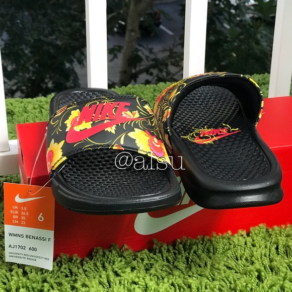 NWT Nike Benassi F University Red Black WMNS - Picture 5 of 8